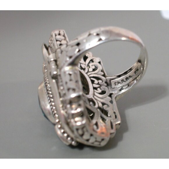 SARADA STERLING SILVER MYSTIC TOPAZ DOTS FILIGEE POISON RING - Picture 3 of 5